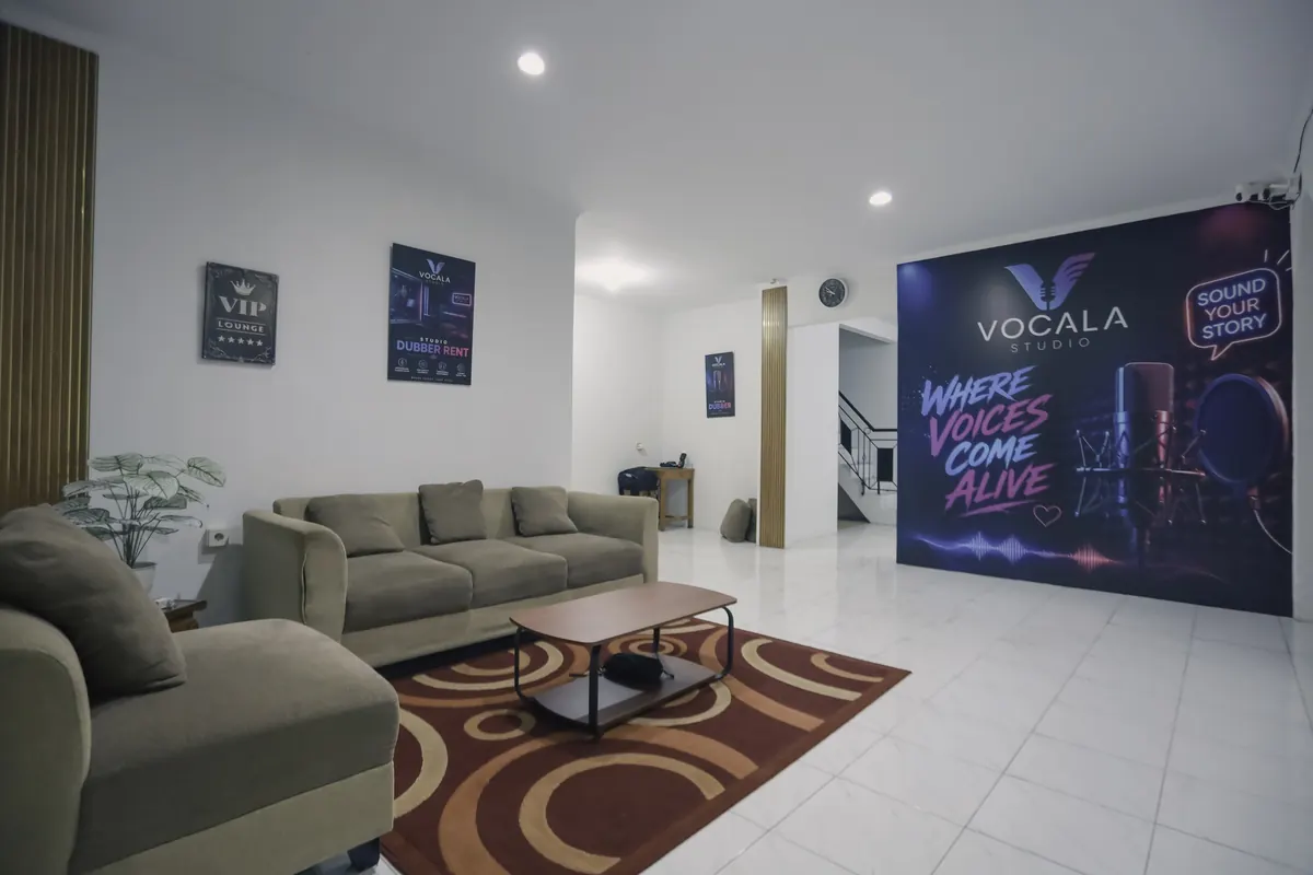 Vocala Studio lounge with the Where Voices Come Alive wall